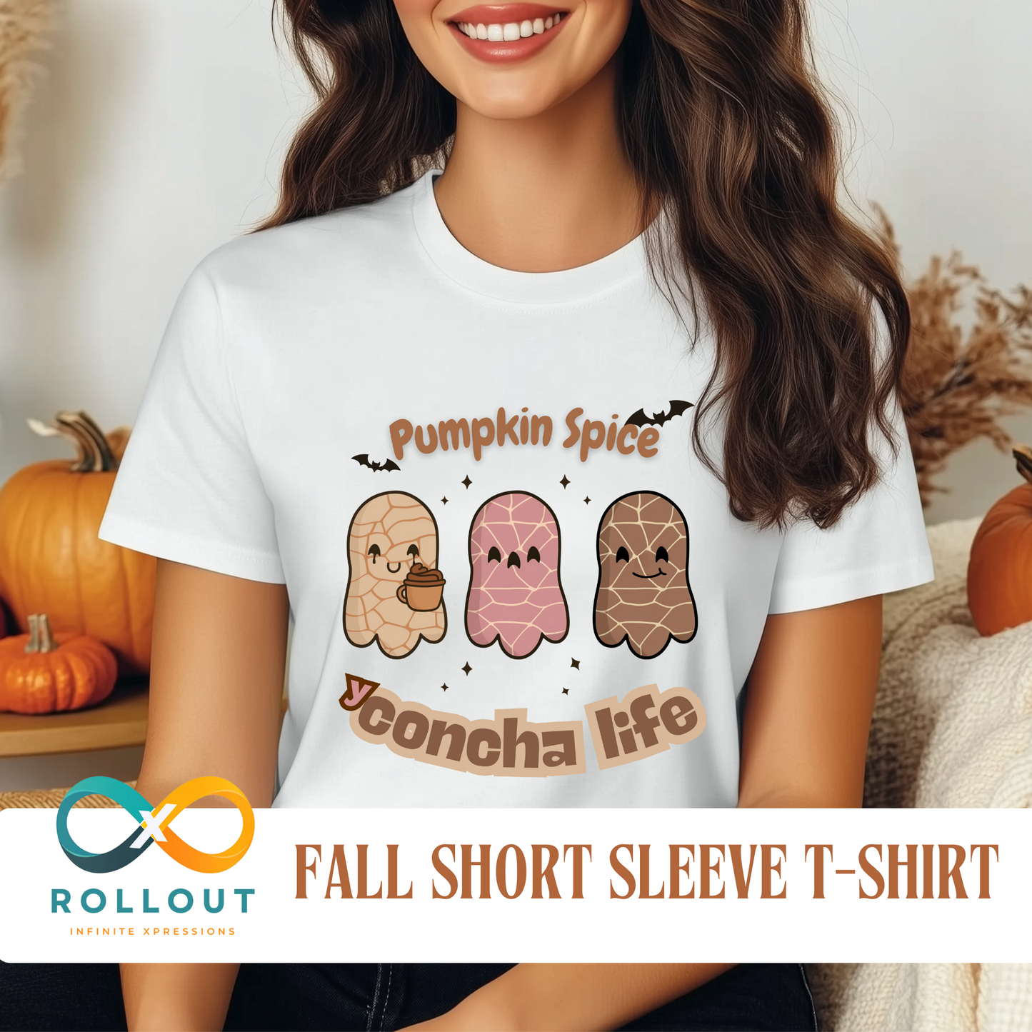 Pumpkin Spice Concha Life Halloween Tee, Unisex Cotton T-Shirt for Fall Festivals, Cute Autumn Apparel, Gift for Pumpkin Spice Lovers, Cozy Casual Wear