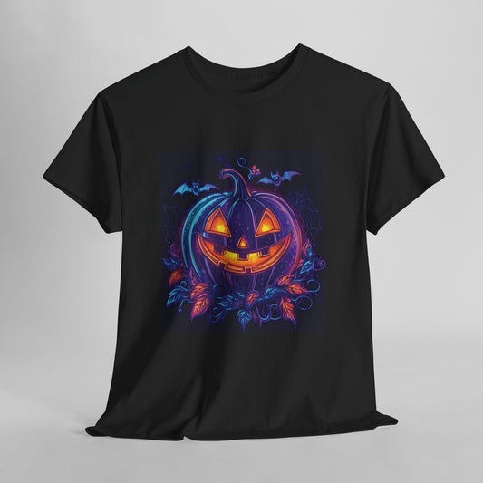Halloween Pumpkin Tee - Neon Whimsical Cottage Core Unisex Heavy Cotton