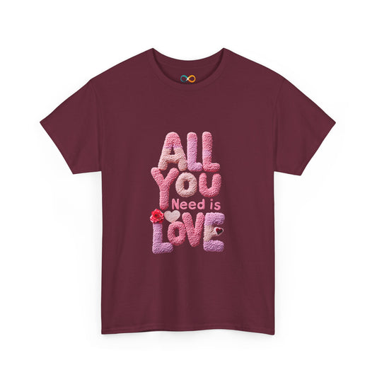 Valentines Day 'All You Need Is Love' Knitted Puff Tee Effect