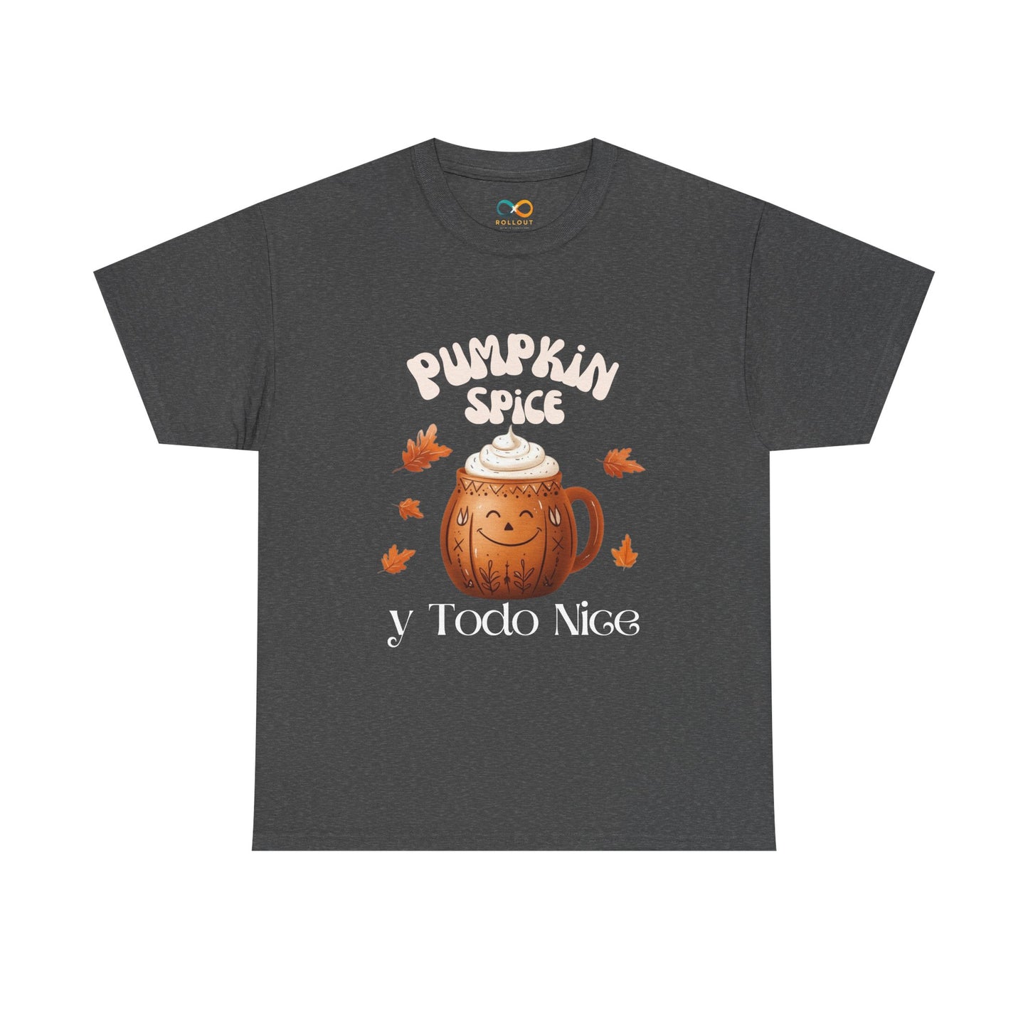 Pumpkin Spice y Todo Nice Unisex Heavy Cotton Tee, Autumn Shirt, Fall Apparel, Holiday Gift, Cozy Layering, Halloween T-Shirt