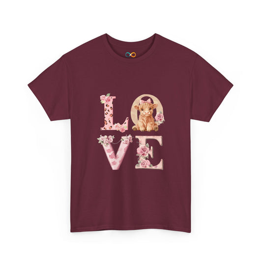 Valentine's Highland Cow Love T-Shirt — Western Rustic Romance Tee