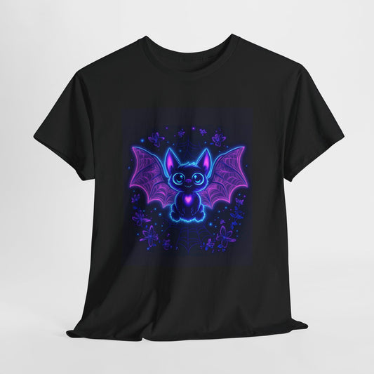 Bat Halloween Tee - Neon effect Whimsical Cottage Core Unisex Heavy Cotton