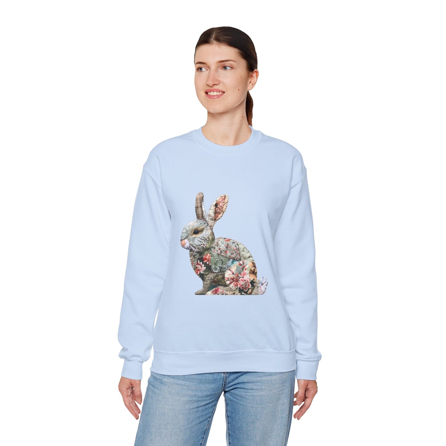 Easter Bunny Faux-Quilt Crewneck Sweatshirt