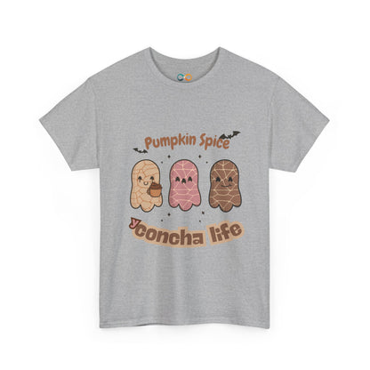 Pumpkin Spice Concha Life Halloween Tee, Unisex Cotton T-Shirt for Fall Festivals, Cute Autumn Apparel, Gift for Pumpkin Spice Lovers, Cozy Casual Wear