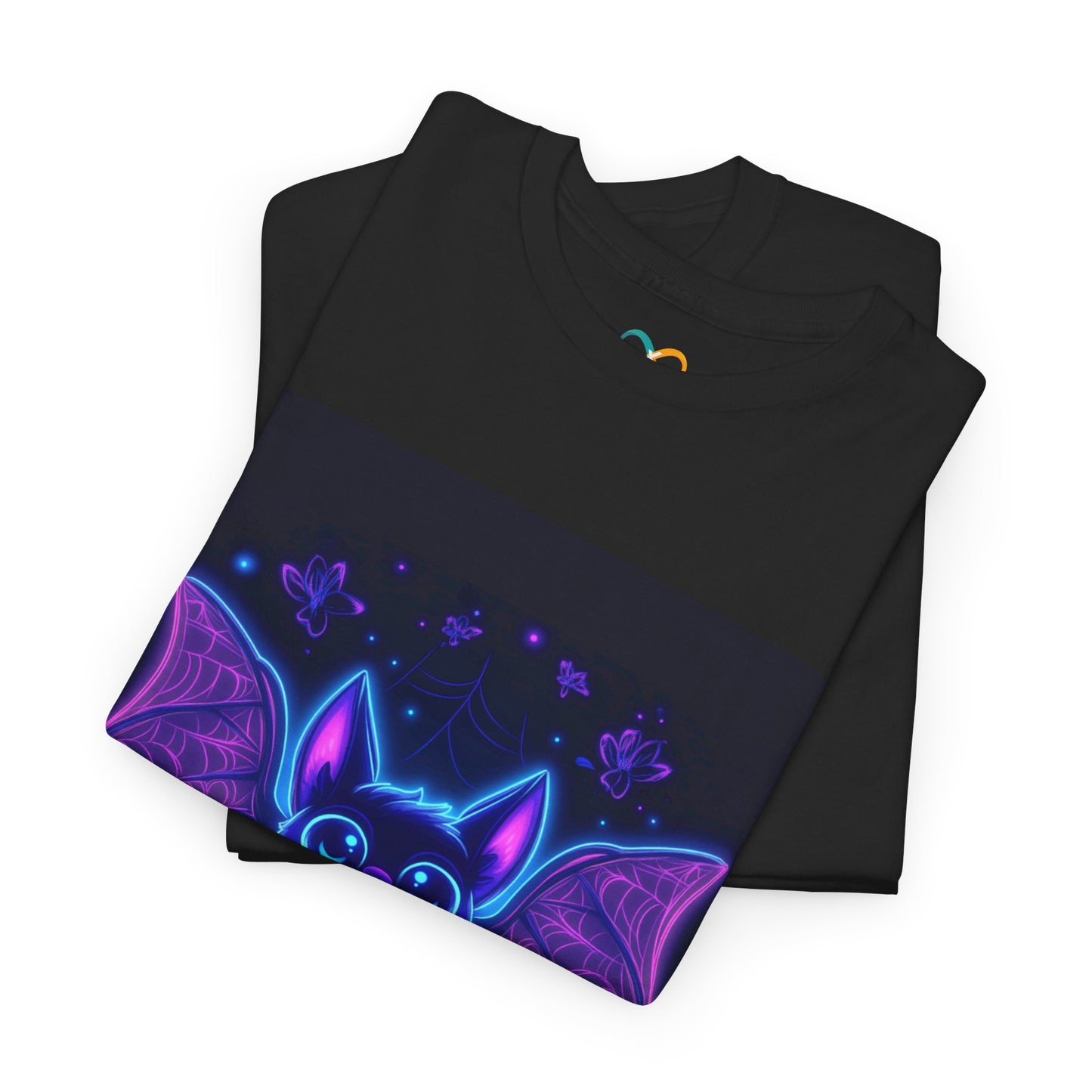 Bat Halloween Tee - Neon effect Whimsical Cottage Core Unisex Heavy Cotton