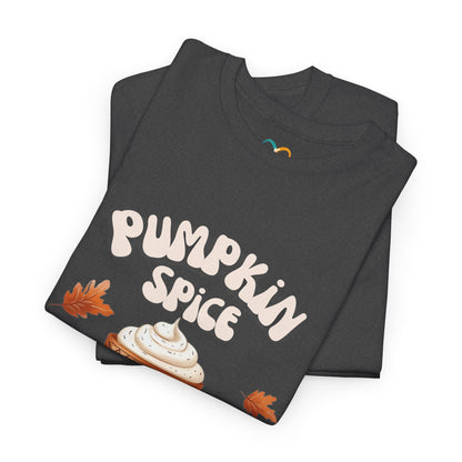 Pumpkin Spice y Todo Nice Unisex Heavy Cotton Tee, Autumn Shirt, Fall Apparel, Holiday Gift, Cozy Layering, Halloween T-Shirt