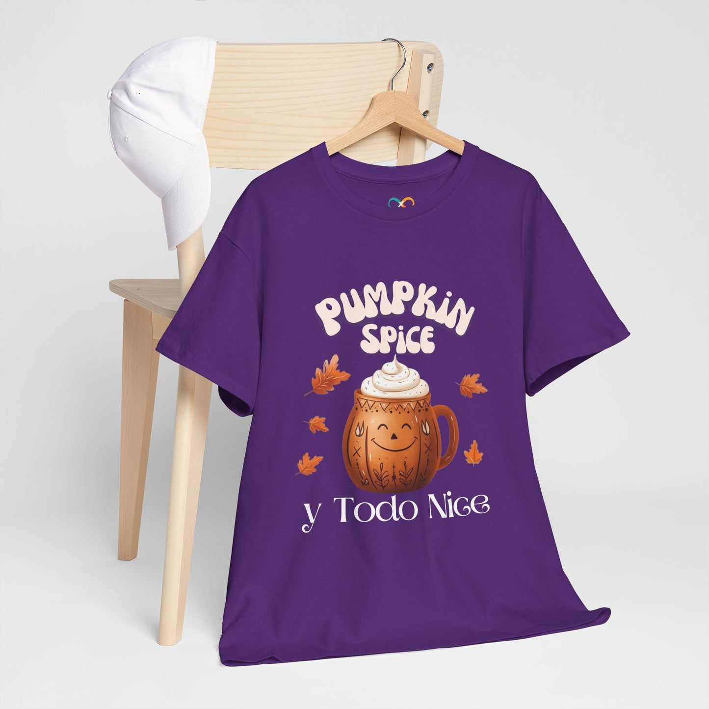 Pumpkin Spice y Todo Nice Unisex Heavy Cotton Tee, Autumn Shirt, Fall Apparel, Holiday Gift, Cozy Layering, Halloween T-Shirt