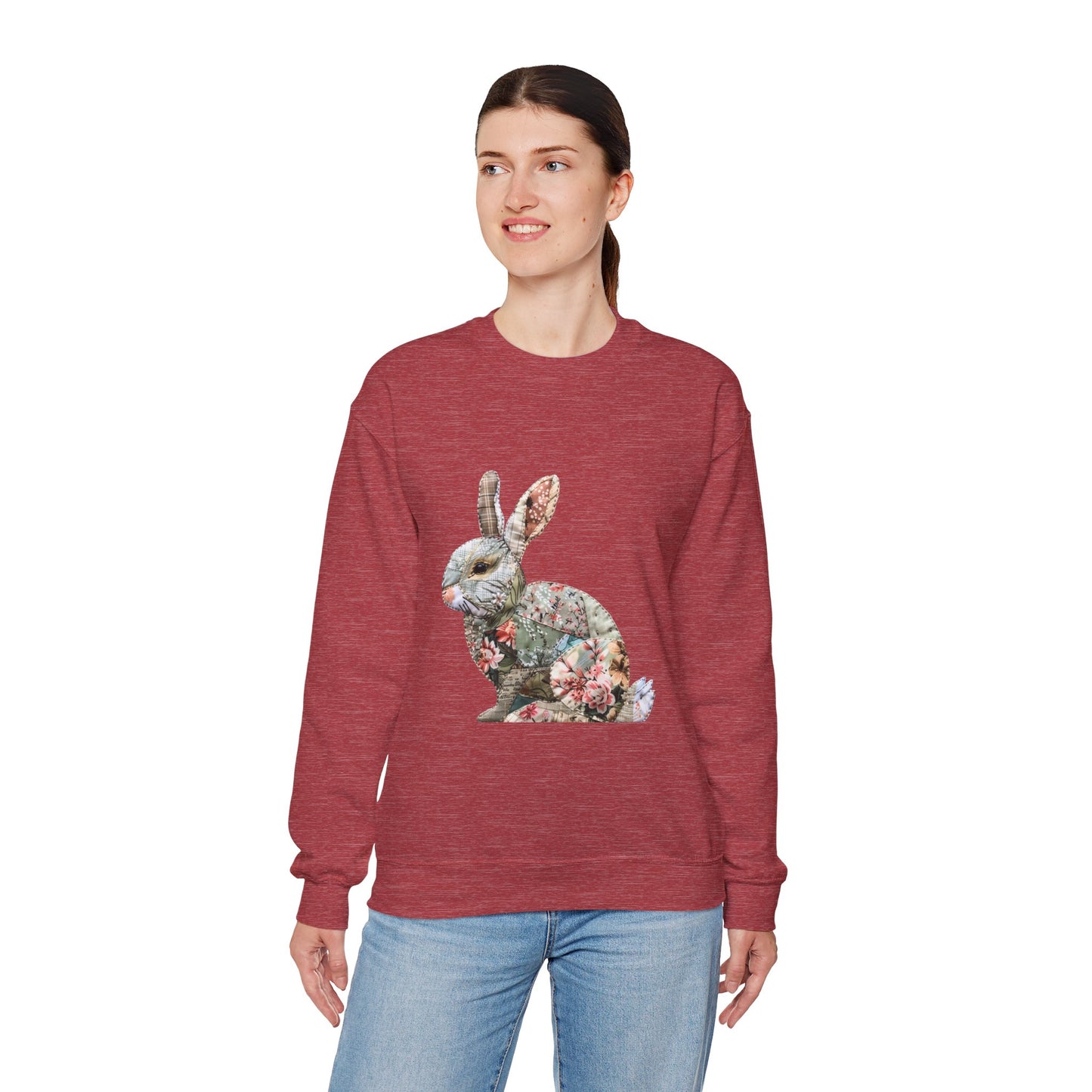 Easter Bunny Faux-Quilt Crewneck Sweatshirt