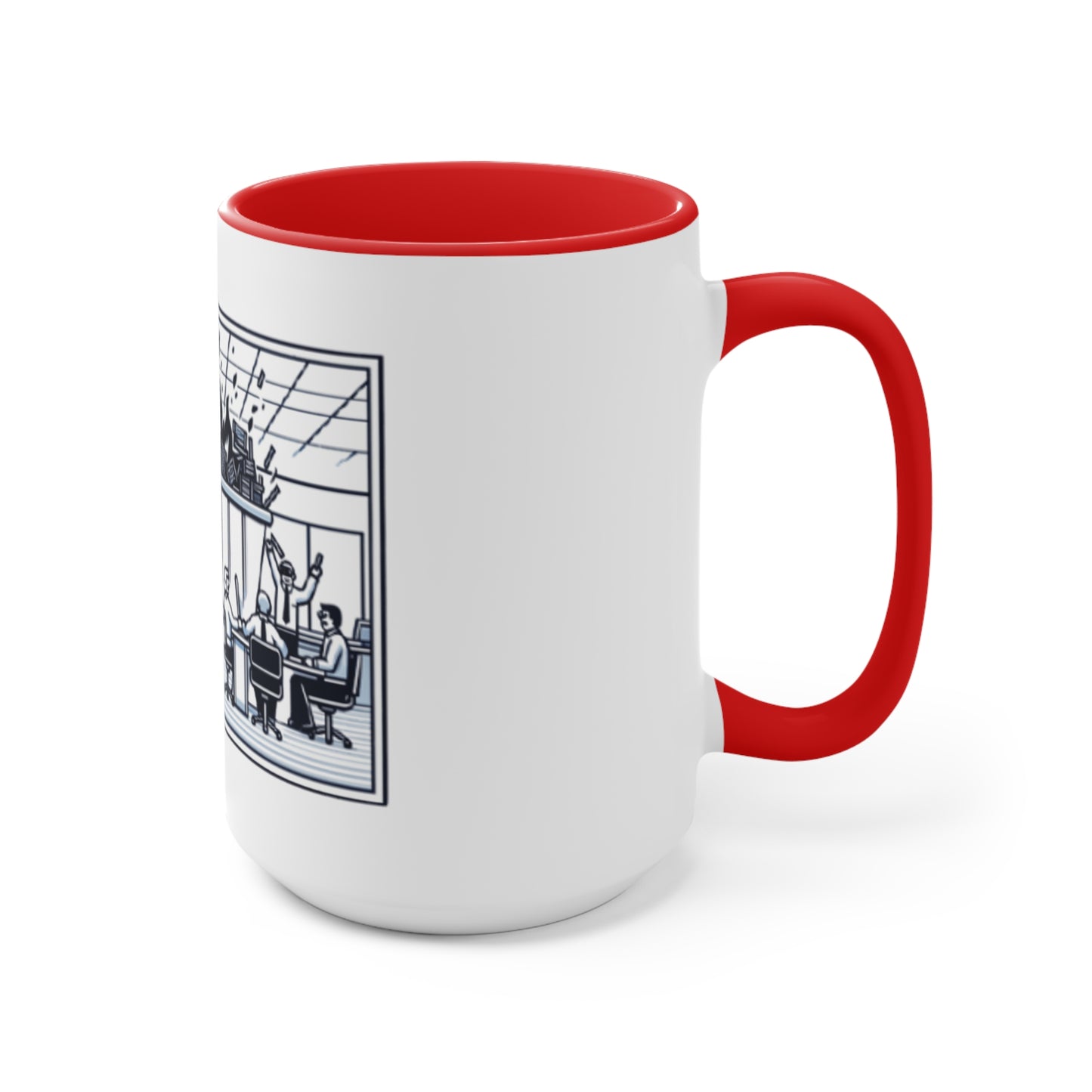Office Chaos Fire Scene Accent Mug – Perfect for Busy Professionals