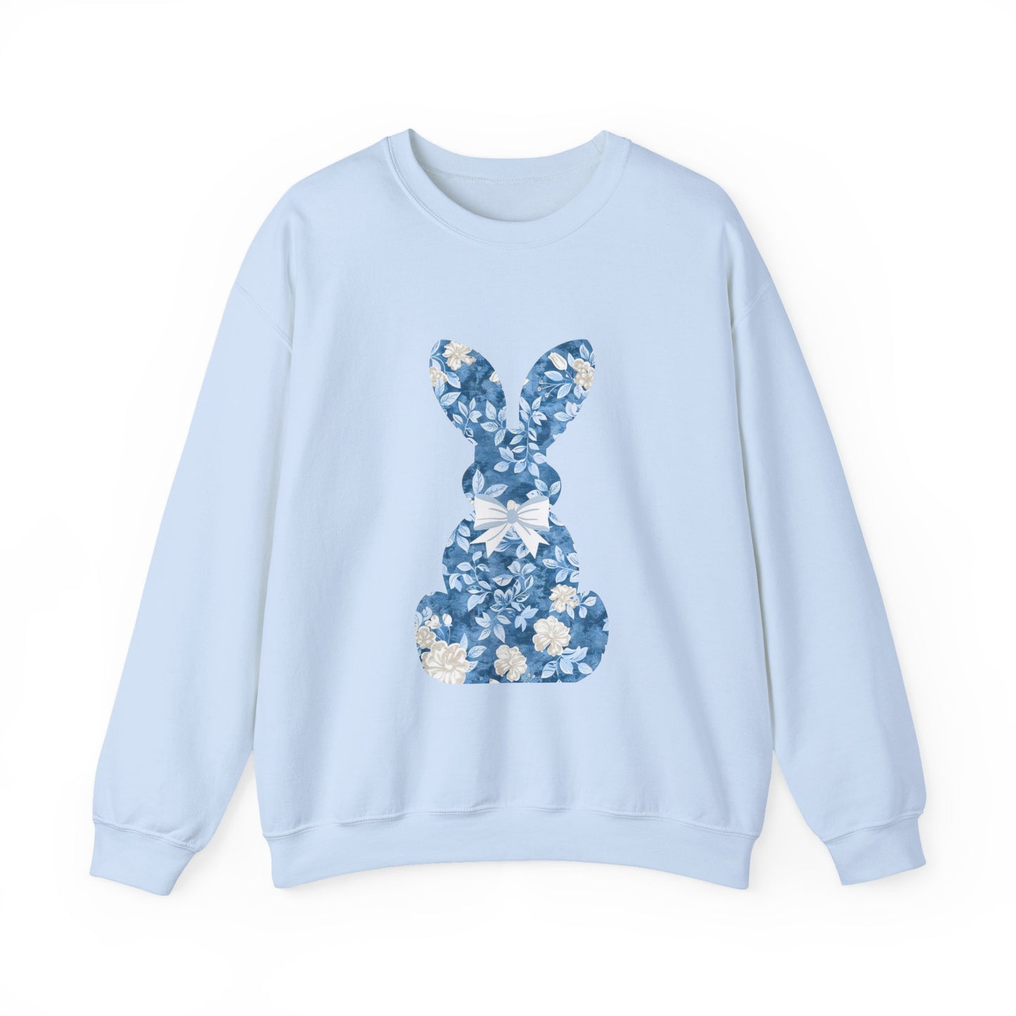 Floral Bunny Sweatshirt — Pink & Blue Easter Crewneck