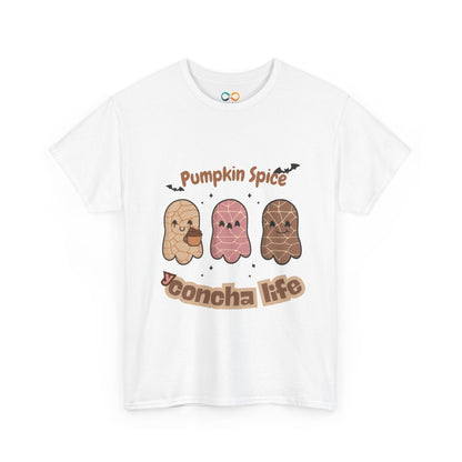 Pumpkin Spice Concha Life Halloween Tee, Unisex Cotton T-Shirt for Fall Festivals, Cute Autumn Apparel, Gift for Pumpkin Spice Lovers, Cozy Casual Wear
