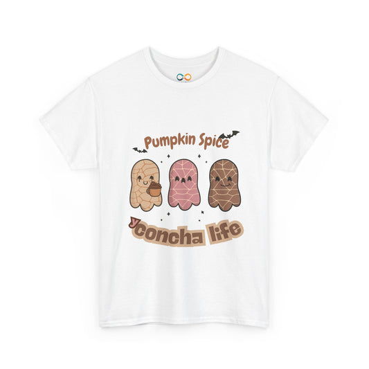Pumpkin Spice Concha Life Halloween Tee, Unisex Cotton T-Shirt for Fall Festivals, Cute Autumn Apparel, Gift for Pumpkin Spice Lovers, Cozy Casual Wear