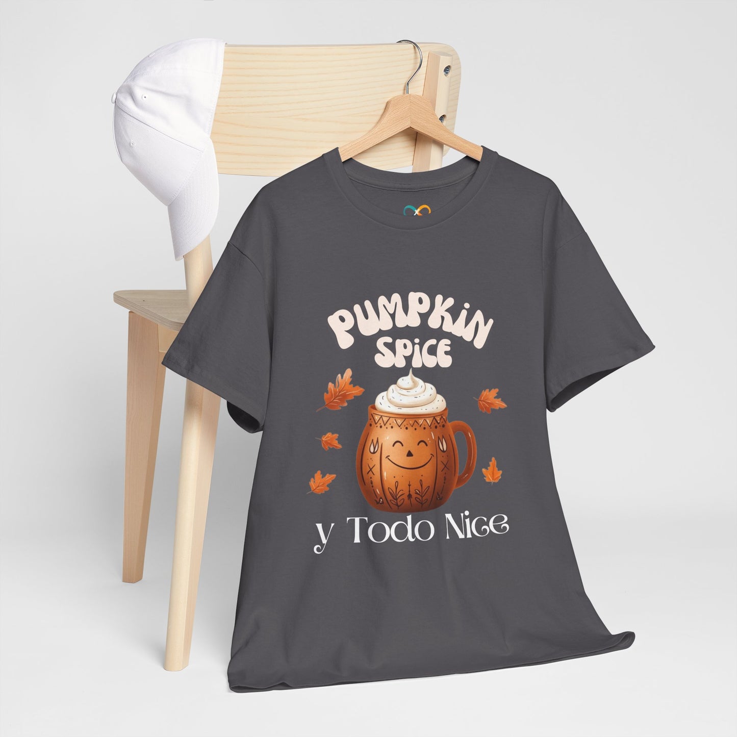 Pumpkin Spice y Todo Nice Unisex Heavy Cotton Tee, Autumn Shirt, Fall Apparel, Holiday Gift, Cozy Layering, Halloween T-Shirt