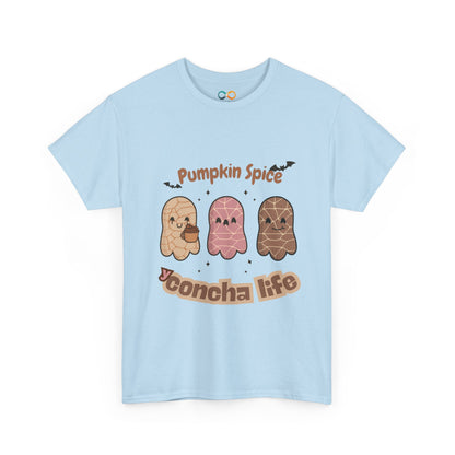 Pumpkin Spice Concha Life Halloween Tee, Unisex Cotton T-Shirt for Fall Festivals, Cute Autumn Apparel, Gift for Pumpkin Spice Lovers, Cozy Casual Wear