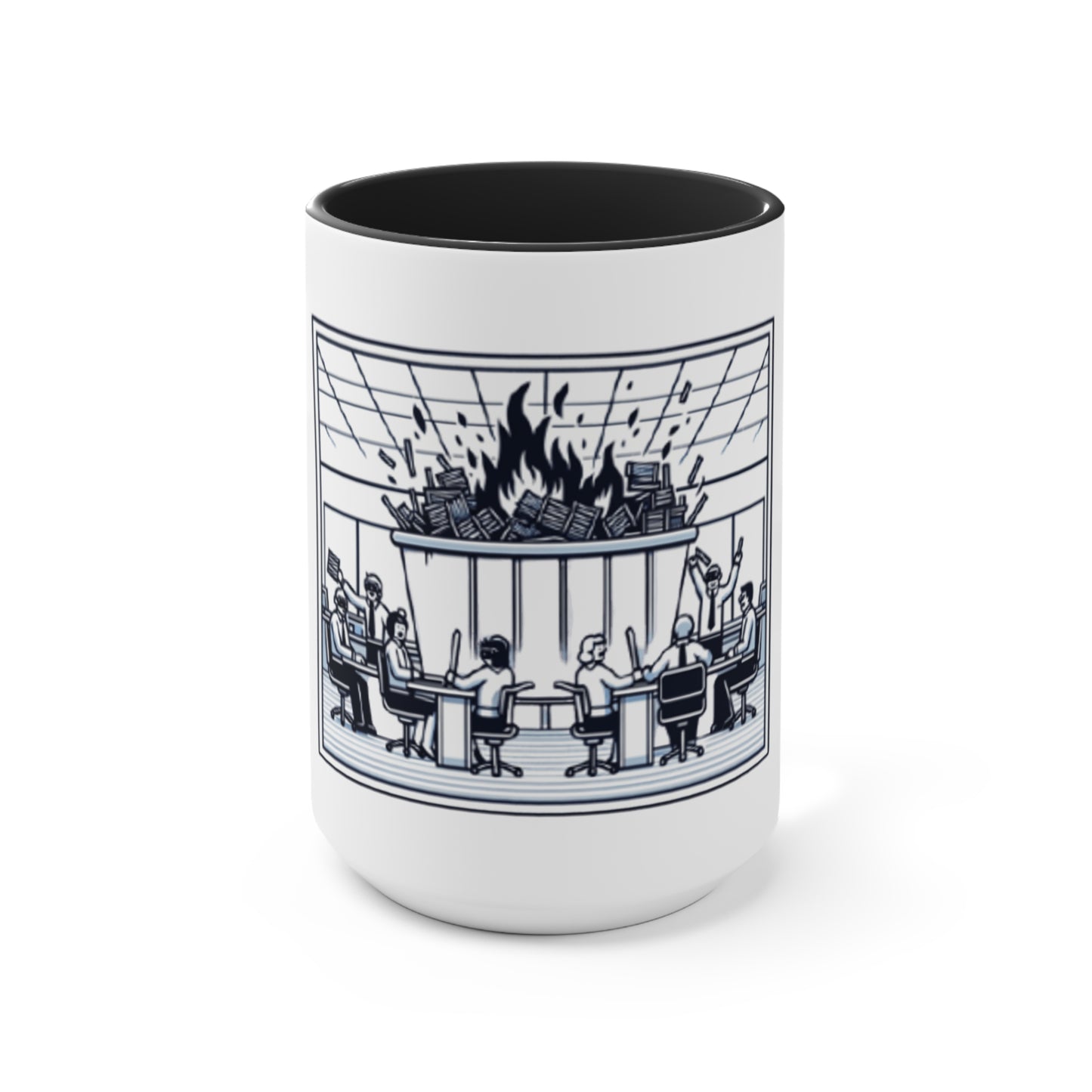 Office Chaos Fire Scene Accent Mug – Perfect for Busy Professionals
