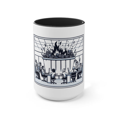 Office Chaos Fire Scene Accent Mug – Perfect for Busy Professionals