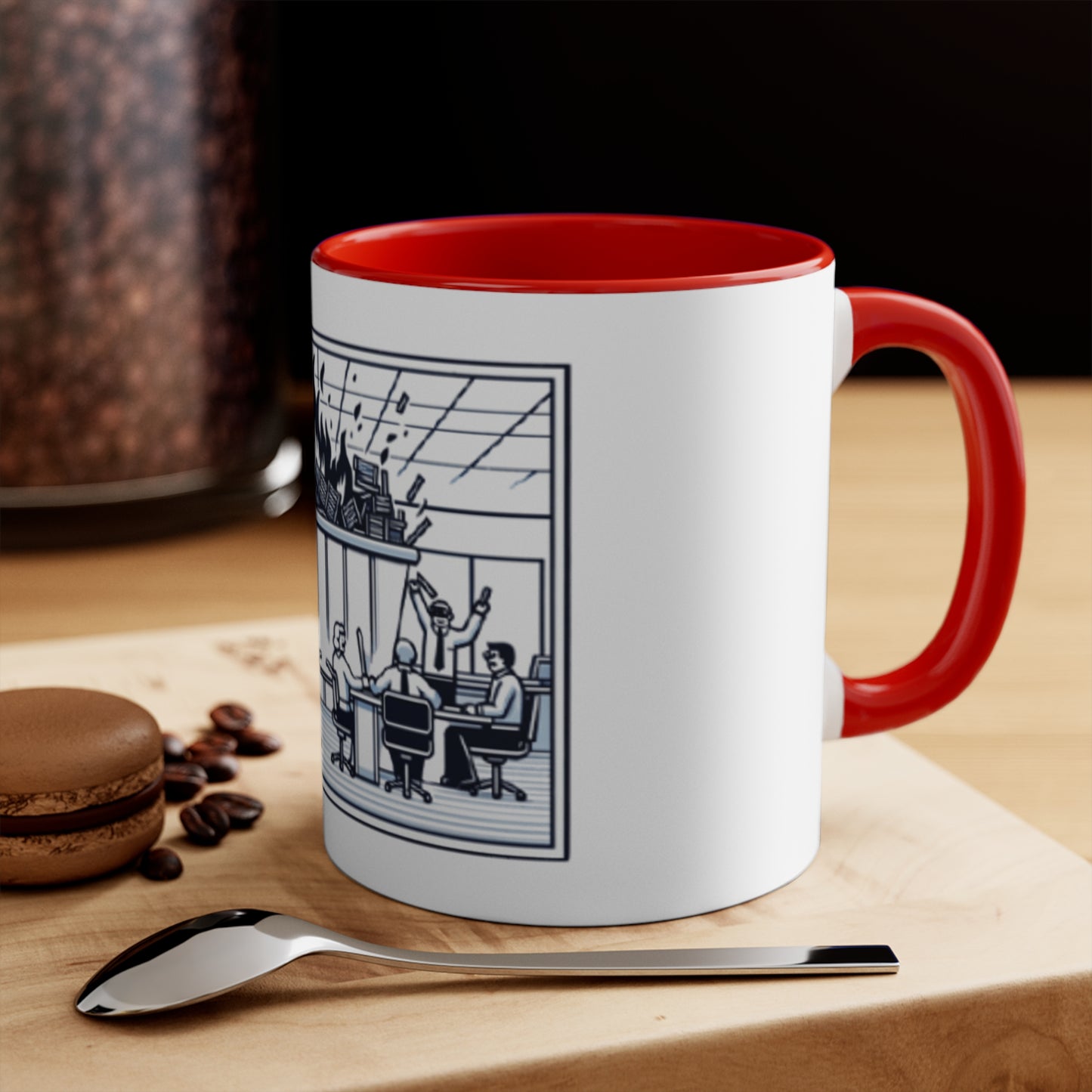 Office Chaos Fire Scene Accent Mug – Perfect for Busy Professionals