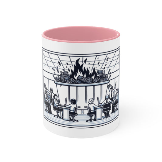Office Chaos Fire Scene Accent Mug – Perfect for Busy Professionals