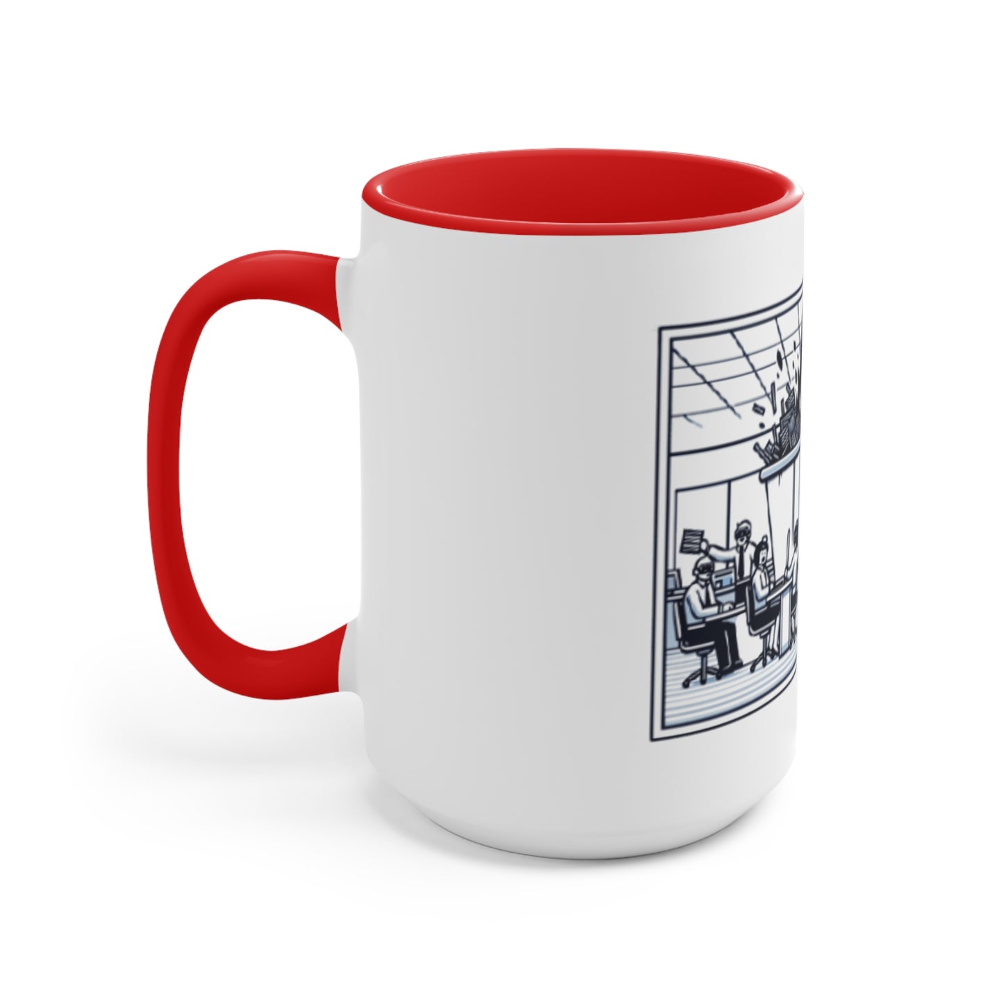 Office Chaos Fire Scene Accent Mug – Perfect for Busy Professionals