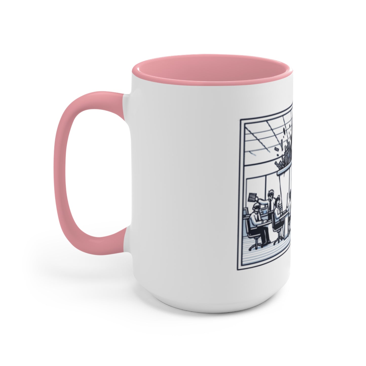 Office Chaos Fire Scene Accent Mug – Perfect for Busy Professionals