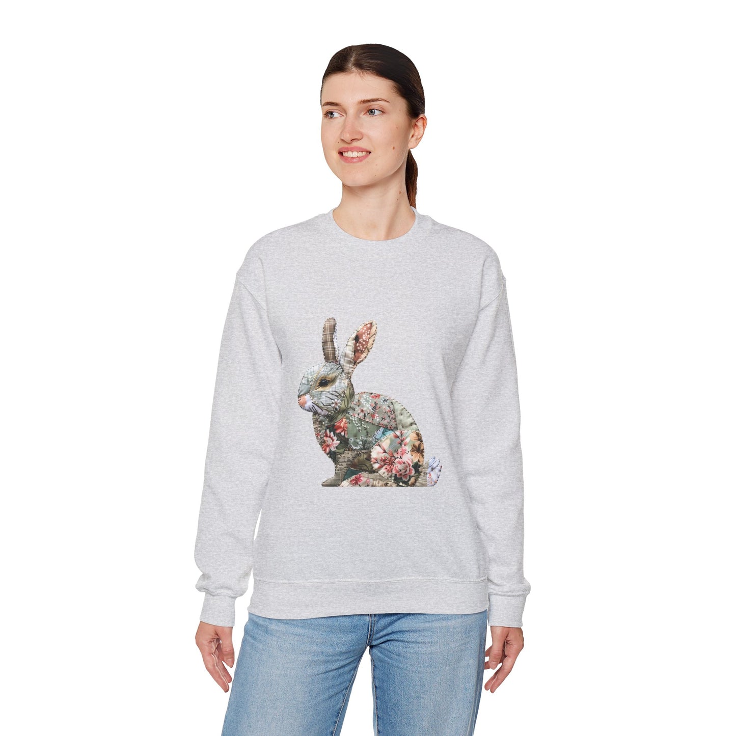 Easter Bunny Faux-Quilt Crewneck Sweatshirt