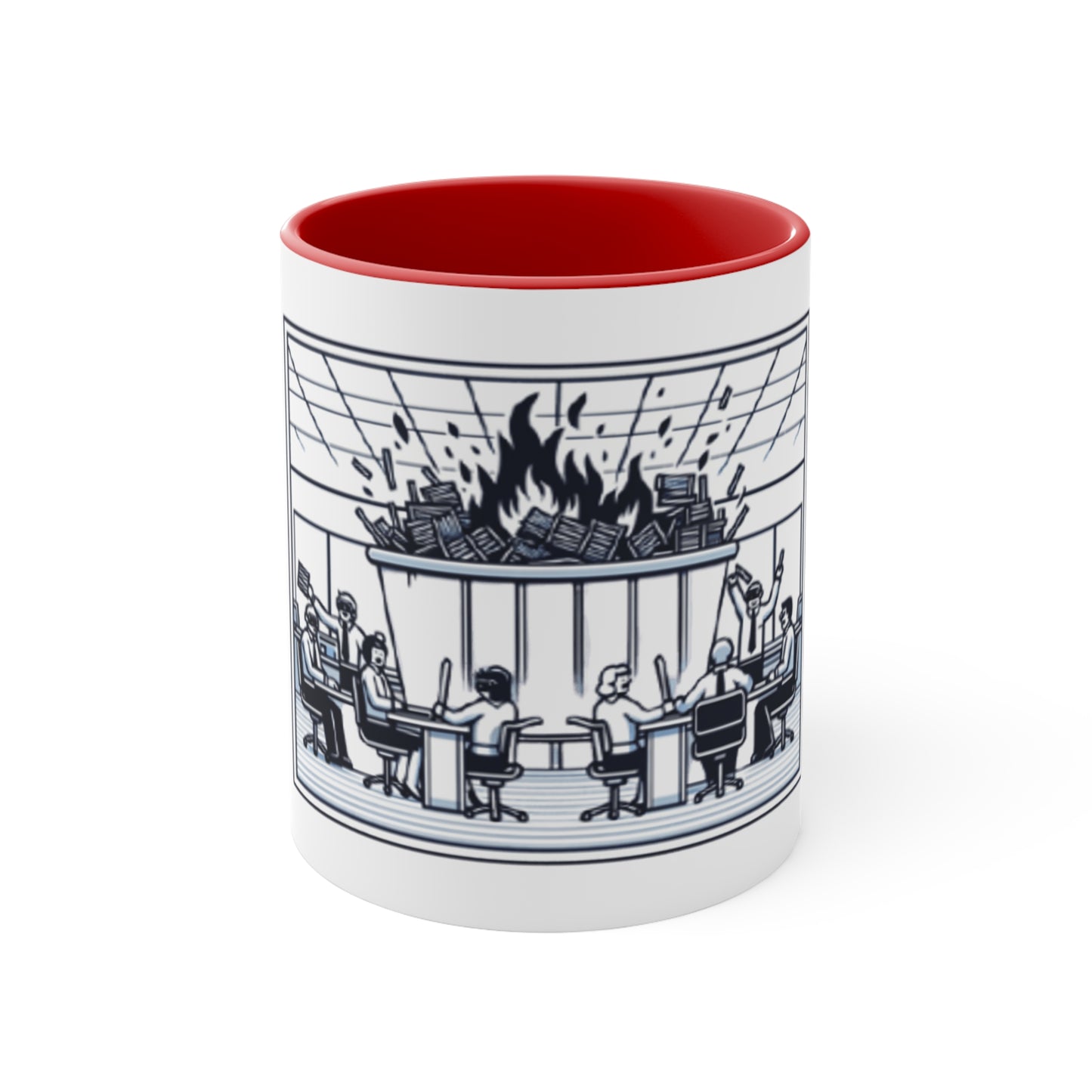 Office Chaos Fire Scene Accent Mug – Perfect for Busy Professionals