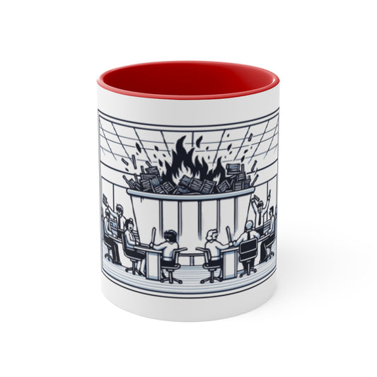 Office Chaos Fire Scene Accent Mug – Perfect for Busy Professionals