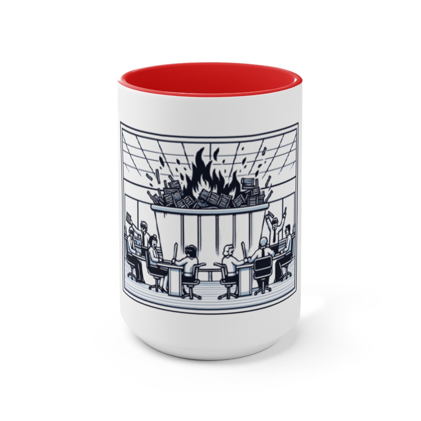 Office Chaos Fire Scene Accent Mug – Perfect for Busy Professionals
