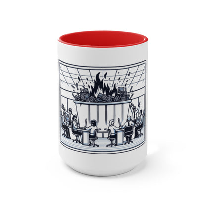Office Chaos Fire Scene Accent Mug – Perfect for Busy Professionals