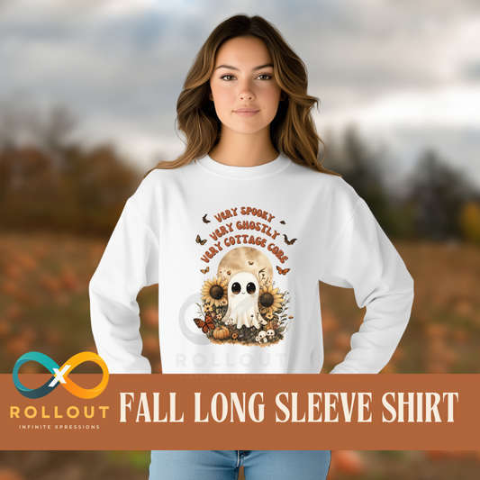 Very Spooky Long Sleeve Tee, Unisex Ghost Tee, Halloween Apparel, Cottagecore Style Shirt, Fall Fashion, Festival Top