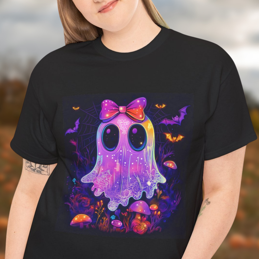 Ghost Tee - Halloween Neon Whimsical Cottage Core Unisex Heavy Cotton
