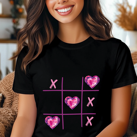 Valentine Tic Tac Toe Heart Quilt T-Shirt