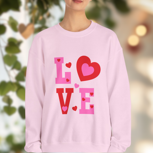 Love Heart Graphic Sweatshirt – Cute Valentine’s Day Crewneck