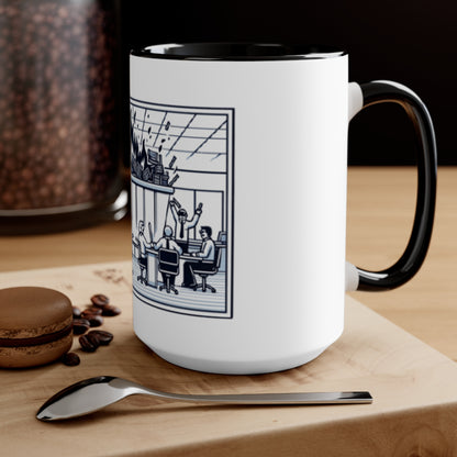 Office Chaos Fire Scene Accent Mug – Perfect for Busy Professionals