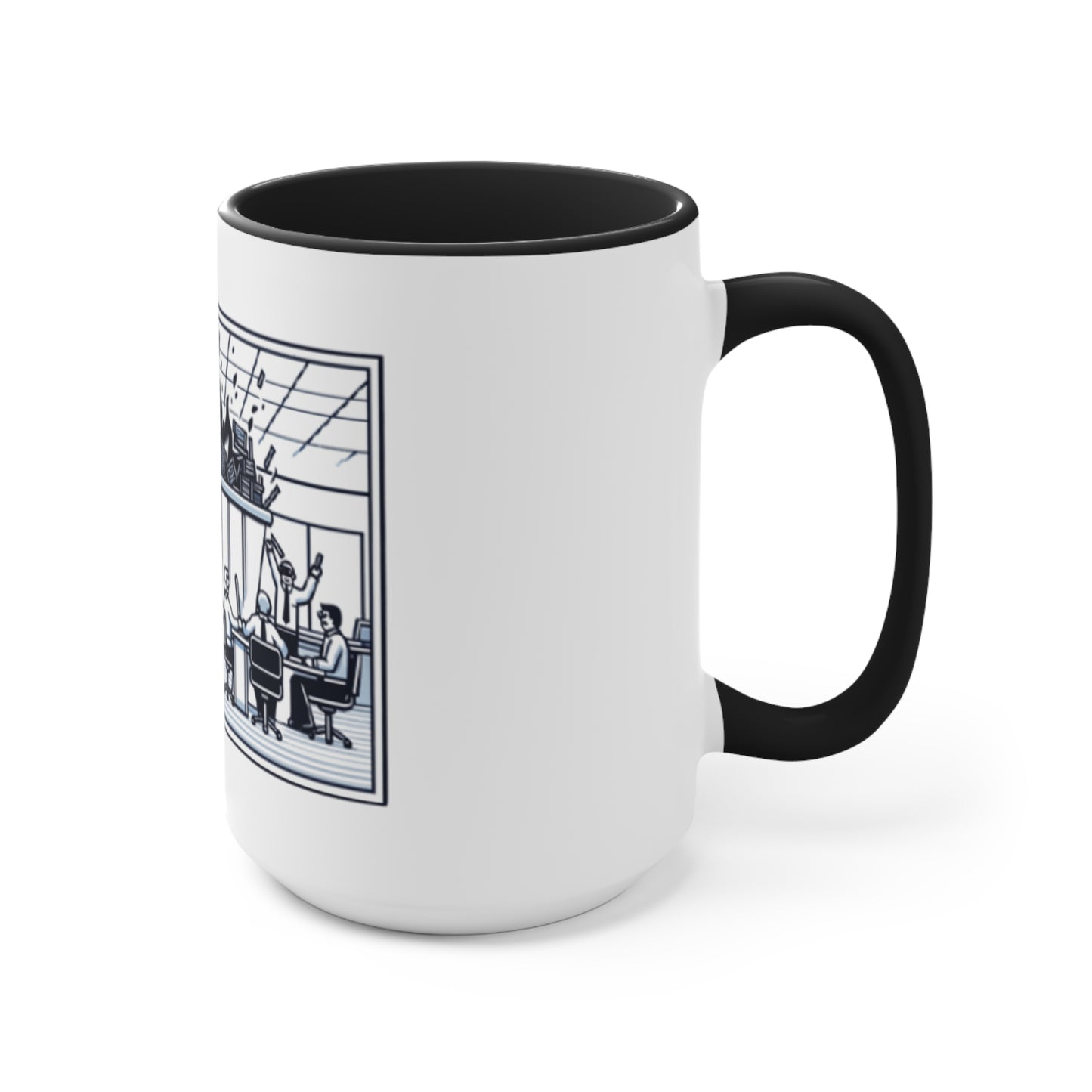 Office Chaos Fire Scene Accent Mug – Perfect for Busy Professionals