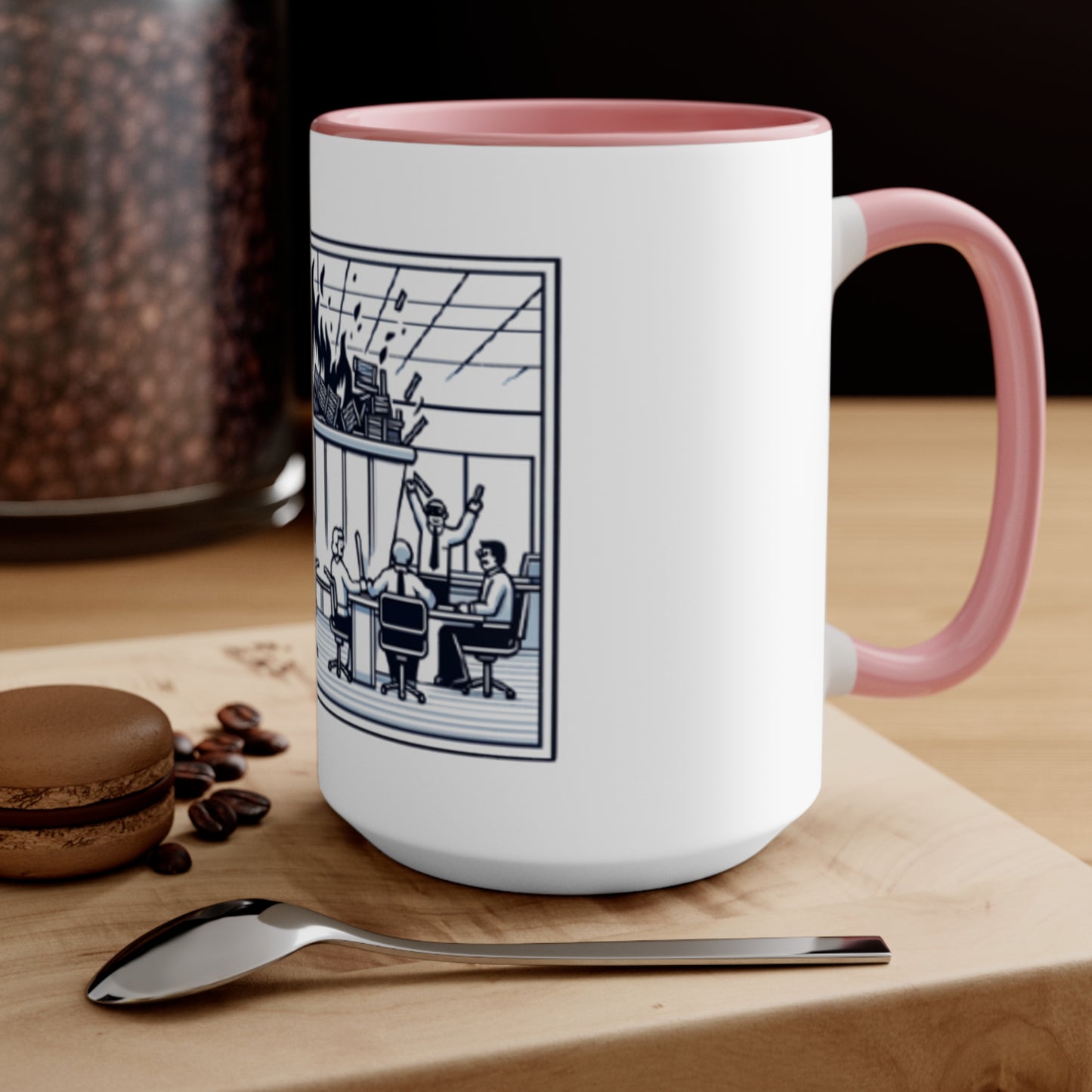 Office Chaos Fire Scene Accent Mug – Perfect for Busy Professionals