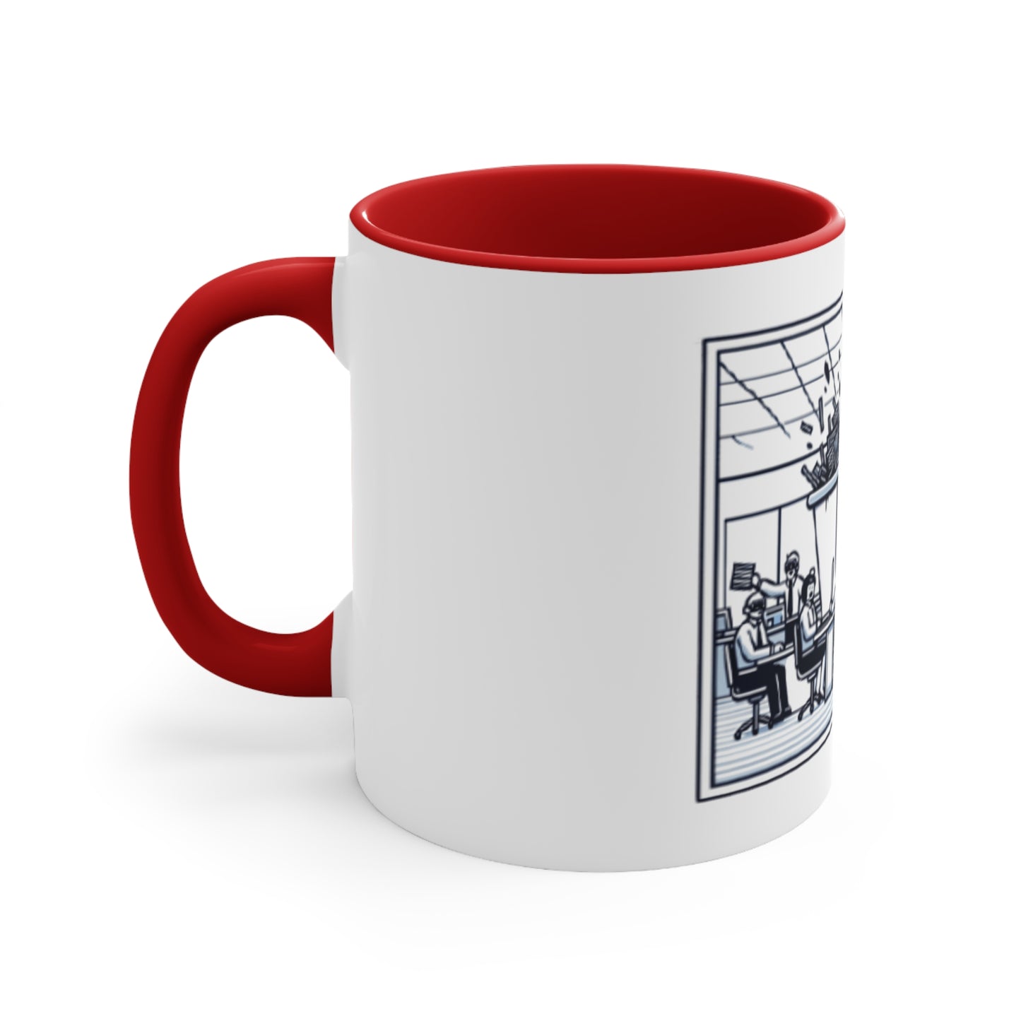 Office Chaos Fire Scene Accent Mug – Perfect for Busy Professionals