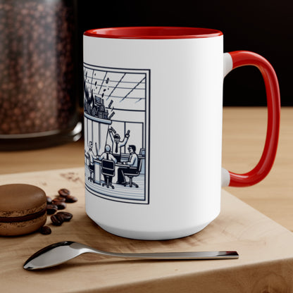 Office Chaos Fire Scene Accent Mug – Perfect for Busy Professionals