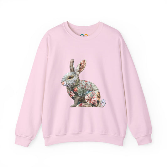 Easter Bunny Faux-Quilt Crewneck Sweatshirt