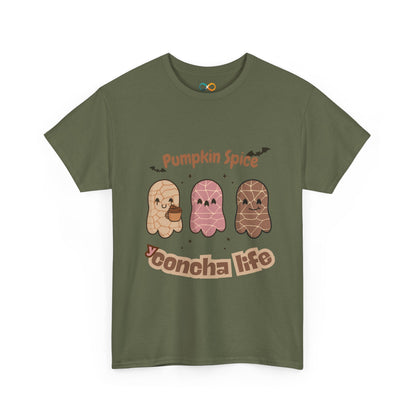 Pumpkin Spice Concha Life Halloween Tee, Unisex Cotton T-Shirt for Fall Festivals, Cute Autumn Apparel, Gift for Pumpkin Spice Lovers, Cozy Casual Wear