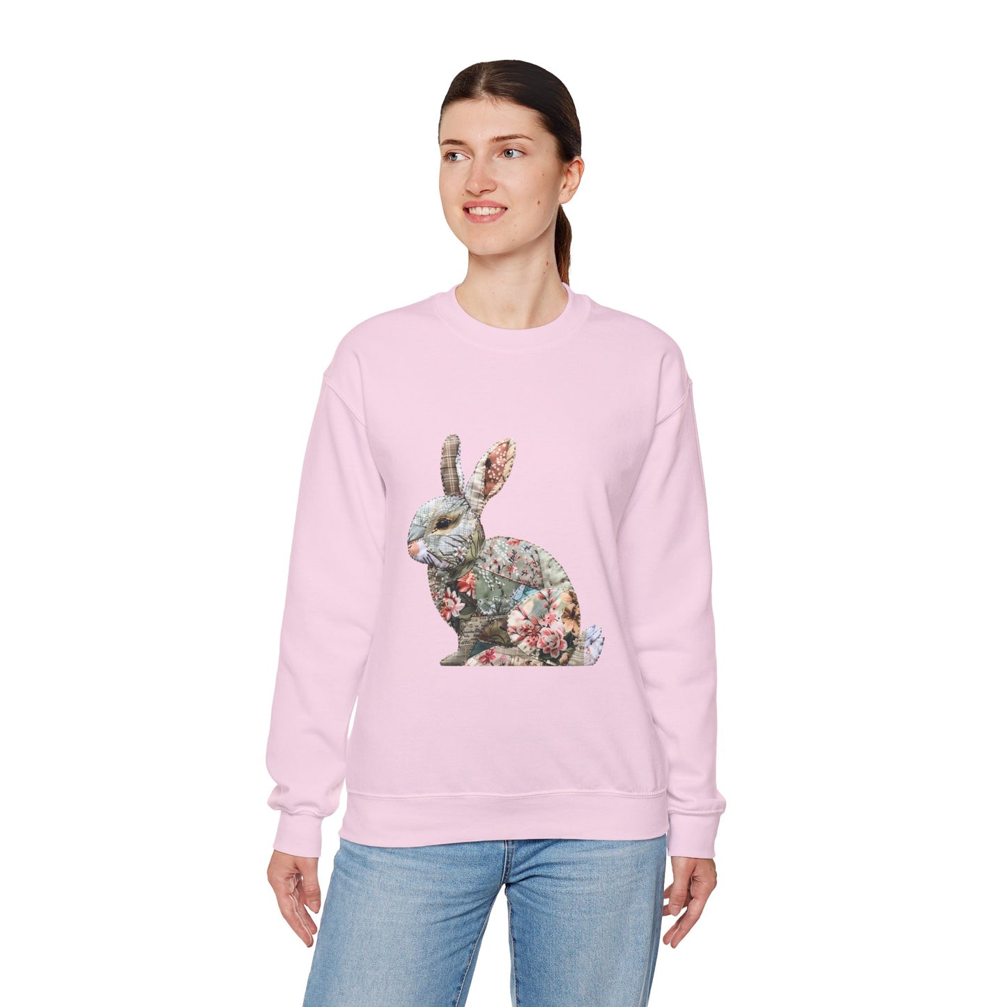 Easter Bunny Faux-Quilt Crewneck Sweatshirt