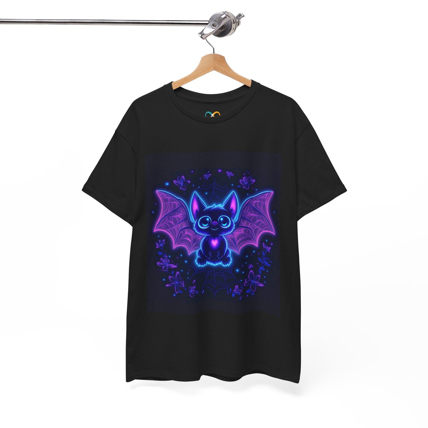 Bat Halloween Tee - Neon effect Whimsical Cottage Core Unisex Heavy Cotton