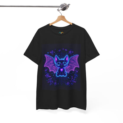 Bat Halloween Tee - Neon effect Whimsical Cottage Core Unisex Heavy Cotton