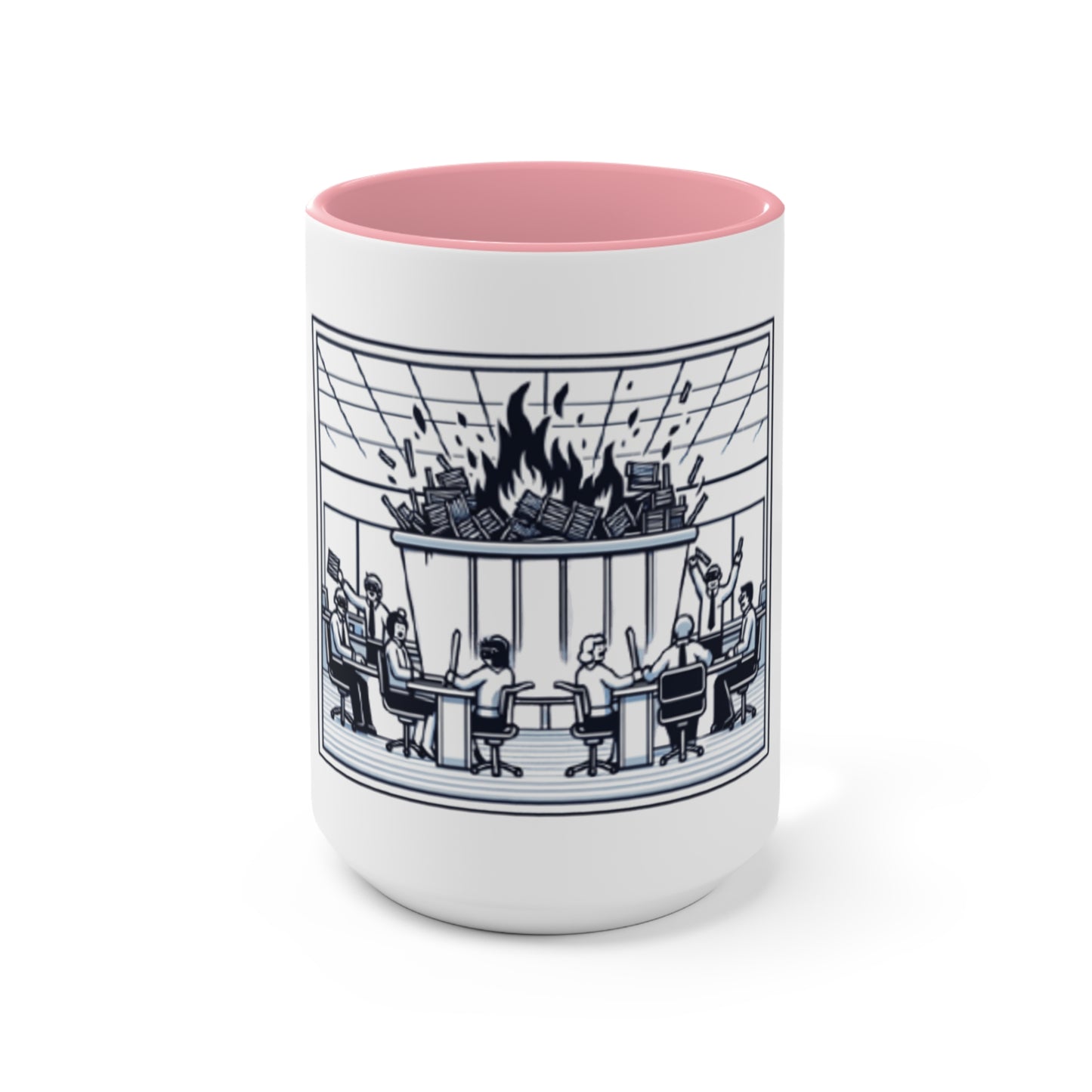 Office Chaos Fire Scene Accent Mug – Perfect for Busy Professionals