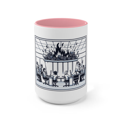 Office Chaos Fire Scene Accent Mug – Perfect for Busy Professionals