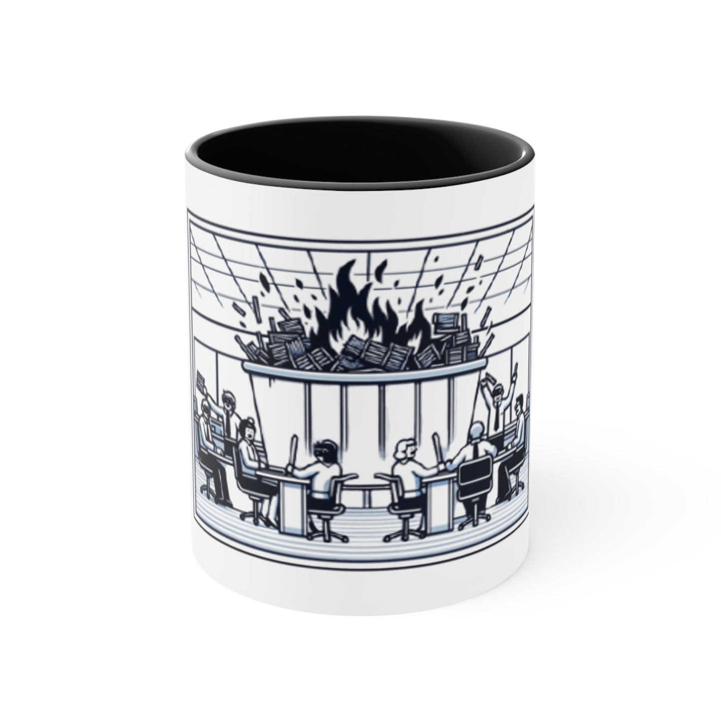 Office Chaos Fire Scene Accent Mug – Perfect for Busy Professionals