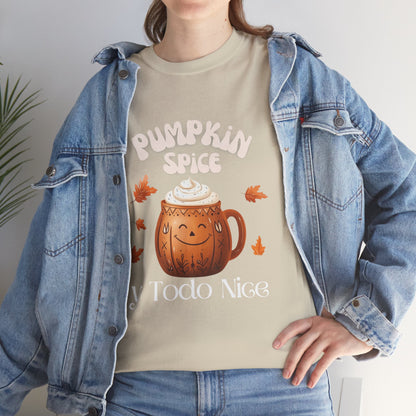 Pumpkin Spice y Todo Nice Unisex Heavy Cotton Tee, Autumn Shirt, Fall Apparel, Holiday Gift, Cozy Layering, Halloween T-Shirt